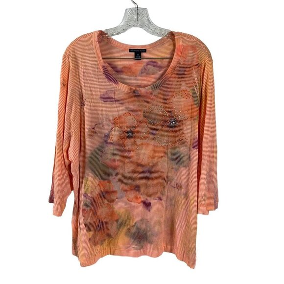 Westbound Women's Peach Floral Top - Picture 1 of 5